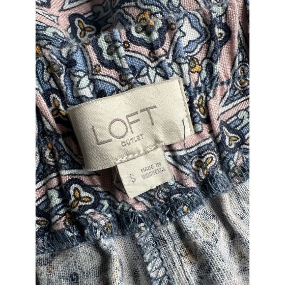 Loft Women's Geometric Printed Elastic Linen Rayon Waist Skirt Size Small - Picture 10 of 11